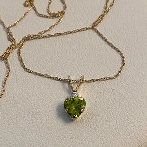 Heart Peridot 10K Yellow Gold Pendant Necklace